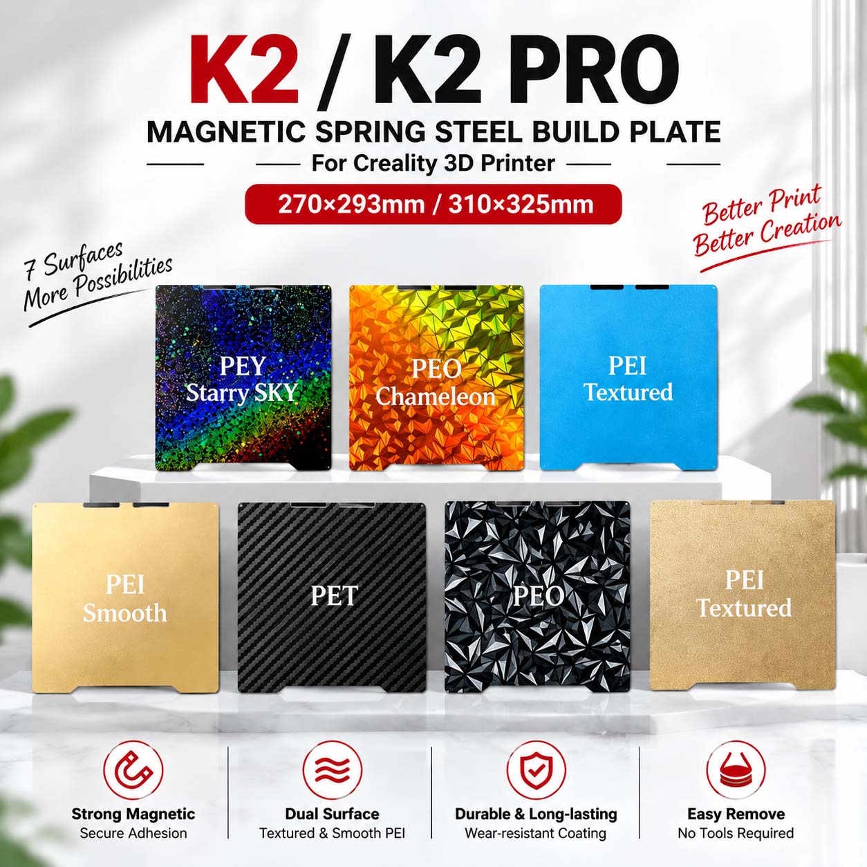 Aluminium Profile 2020 - Creality K2/K2 Pro Magnetische Verenstaal Bouwplaat
