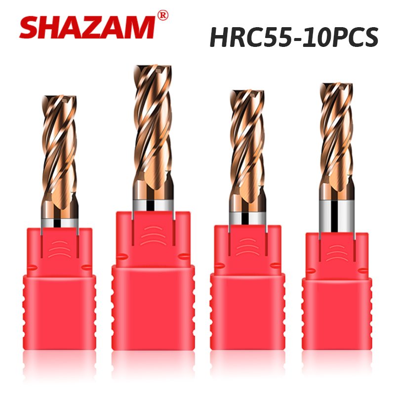 End Mill Set - Shazam 4-Shank Hrc55 4-Fluit Flat End