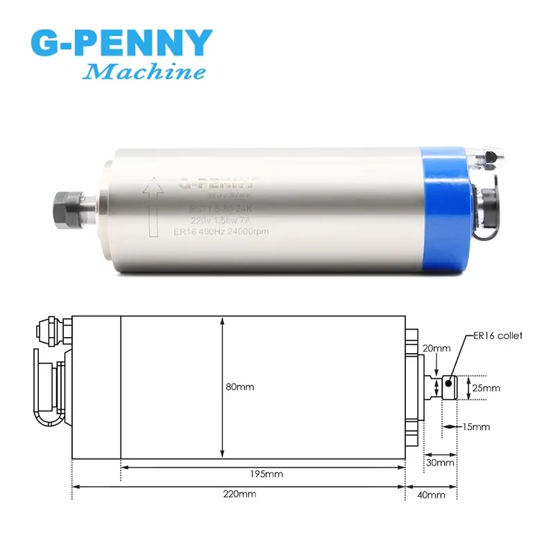 Gpenny 1.5kw ER16 D80mm waterg - Water Cooled Spindle recensie en prijs