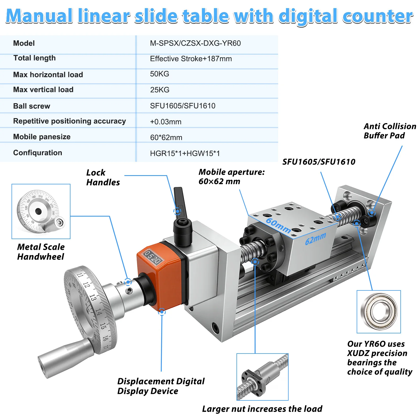 60KG draagvermogen handmatige  - Linear Rail recensie en prijs